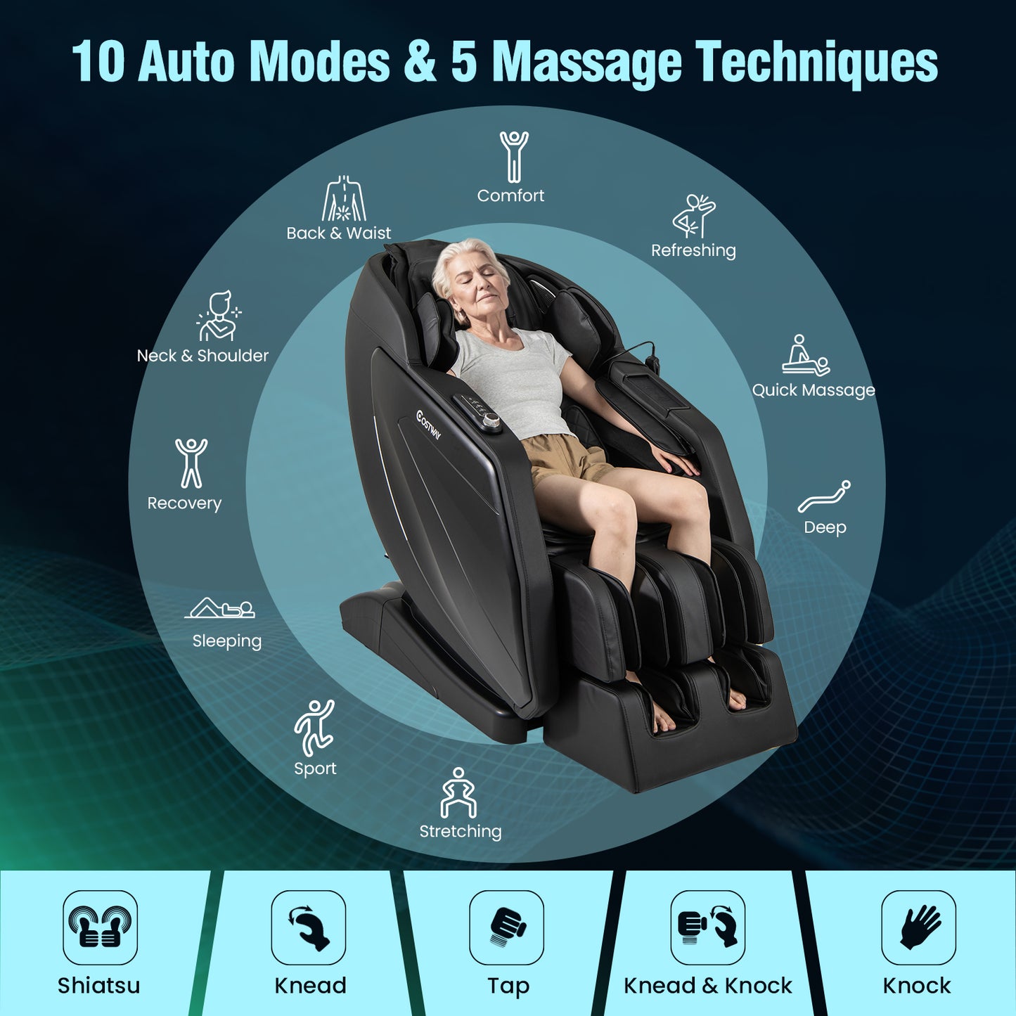 ZEN 37 - 4D Full Body Massage Chair, Zero Gravity Recliner with Airbags Heater and Foot Rollers