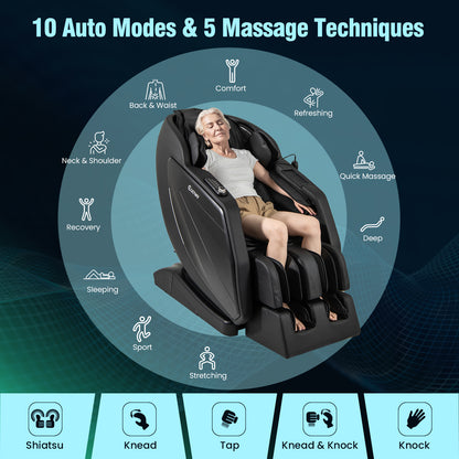 ZEN 37 - 4D Full Body Massage Chair, Zero Gravity Recliner with Airbags Heater and Foot Rollers